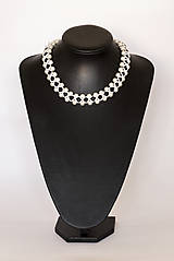 Náhrdelníky - perlový náhrdelník black & white – "white day" - 7889520_