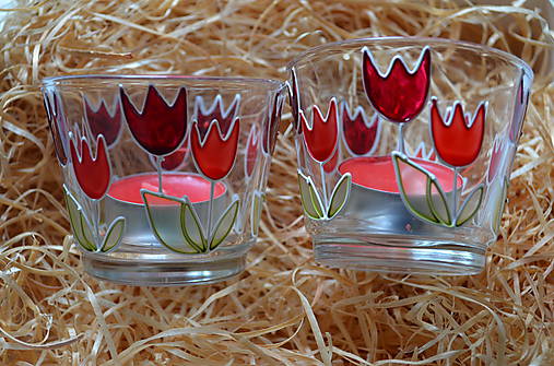 Svietnik na čajovú sviečku - červený tulipán