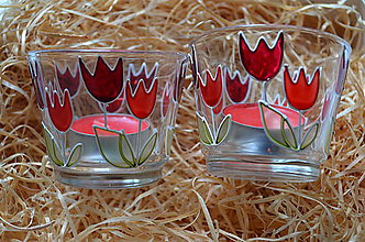 Svietidlá - Svietnik na čajovú sviečku - červený tulipán - 7890513_