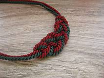 Náhrdelníky - Uzlový náhrdelník z dvoch šnúr (zeleno bordový č.791) - 7896811_
