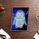 Grafika - Grafické vianočné svietidlo tučniak (viac druhov) (šál) - 7897619_