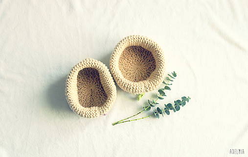 Úložné priestory & Organizácia - pletené béžové košíčky na zavesenie - 7903733_