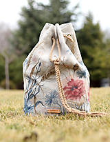 Batohy - Ručne maľovaný ľanový batoh "Fleuri" - 7908955_