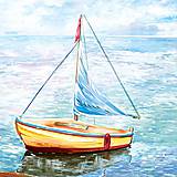 Papier - Servítka Maľovaná loďka na mori 4ks (S20) - 7918087_