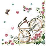 Papier - Servítka Bicykel medzi kvetmi a motýľmi 4ks (S82) - 7918152_