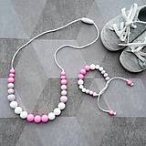 Sady šperkov - Set silikónového náhrdelníka a náramku na žužlanie "Marshmallow" - 7924244_