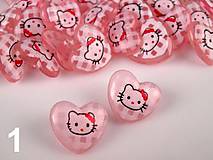 Galantéria - Gombík Hello Kitty v srdiečku - ružová - 7920944_
