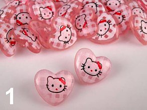 Galantéria - Gombík Hello Kitty v srdiečku - ružová - 7920944_