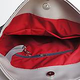Veľké tašky - Vyšívaná kabelka "Sivá a červená" - 7929125_