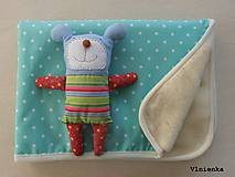 Detský textil - Mentolová MERINO súprava do kočíka podložka a deka Hviezdička minty mentol - 7933859_