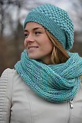 Čiapky, čelenky, klobúky - Mentolový melír - 7934771_