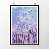Grafika - BANSKÁ ŠTIAVNICA, elegantná, modro-fialová - 7936499_
