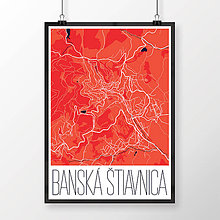 Grafika - BANSKÁ ŠTIAVNICA, moderná, červená - 7936398_
