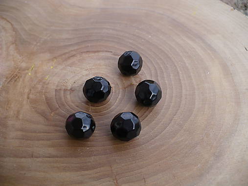 Korálky - plastové čierne brúsené ohňovky 14mm-10 ks - 7936581_