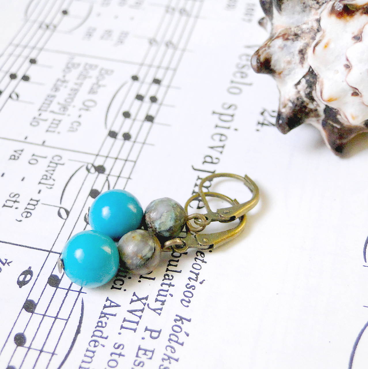 Turquoise Locket Necklace & Earrings / Set medailónu a náušníc s tyrkysom