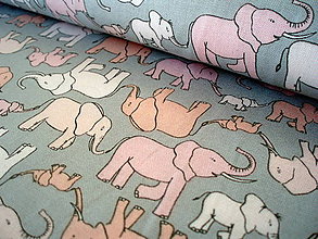 Textil - Welcome to the World - ružové slony - 7943528_