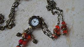 Náhrdelníky - náhrdelník červené hodinky na krk - 7945210_