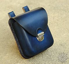 Pánske tašky - Kožená kapsa na opasok (modrá) - 7946921_