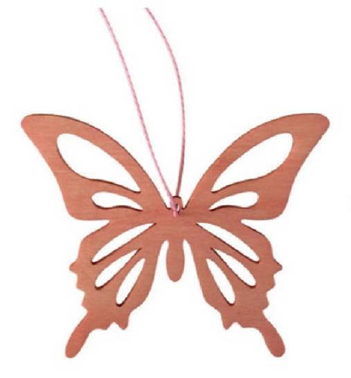 Drevený motýľ na zavesenie 8cm - ružový