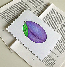 Papiernictvo - Minipohľadnica prírodné potraviny (slivka) - 7946458_