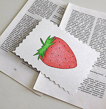 Papiernictvo - Minipohľadnica prírodné potraviny (jahoda) - 7946462_