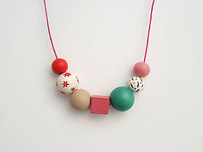 Náhrdelníky - Farebný náhrdelník s ručne maľovanými korálkami - ružový - 7952837_