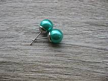 Náušnice - Perly - napichovačky 10mm (Mentolovo zelené perly - napichovačky č.804) - 7951913_