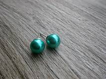 Náušnice - Perly - napichovačky 10mm (Mentolovo zelené perly - napichovačky č.804) - 7951914_