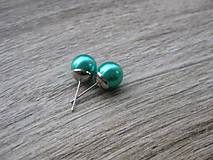 Náušnice - Perly - napichovačky 10mm (Mentolovo zelené perly - napichovačky č.804) - 7951915_