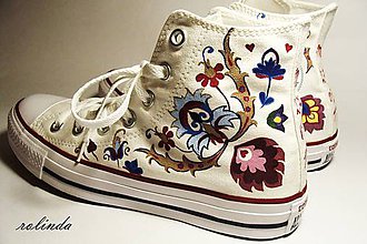 Ponožky, pančuchy, obuv - Maľované Converse (Svatební) - 7958374_