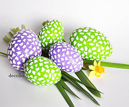 Dekorácie - AKCIA Veľkonočné vajíčka - fialové, zelené - 7955297_