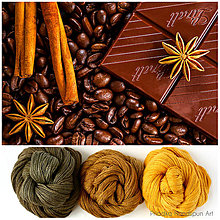 Galantéria - COFFEE CHOCOLATE CINNAMON - ručne farbená superwash merino vlna set - 7956483_