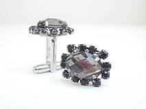 Pánske šperky - Čierne luxusné so štrasom - manžetové gombíky - 7960057_