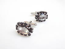 Pánske šperky - Čierne luxusné so štrasom - manžetové gombíky - 7960063_
