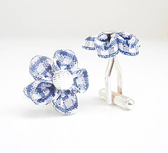 Pánske šperky - Modro-biele káro (tartan) - kockované manžetové gombíky - 7962378_