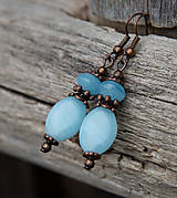 Náušnice - Belasé sklenené náušnice - 7961786_