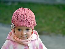 Detské čiapky - Jarná s mašľou: staroružová - 7974712_