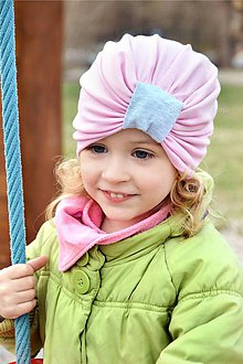 Detské čiapky - Turban čiapka ružová - 7976326_