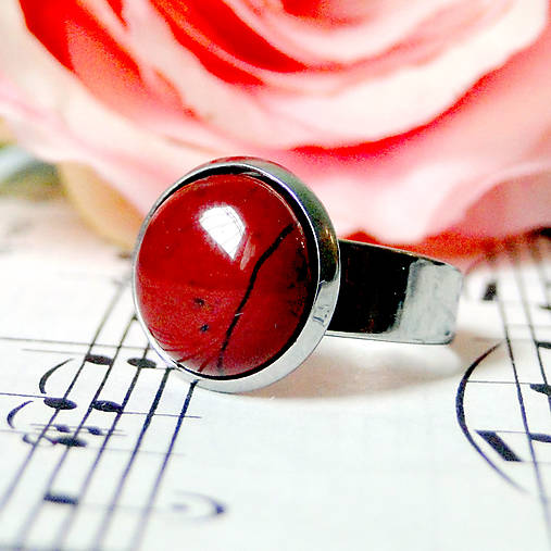 Elegant Red Jasper Stainless Steel Ring / Elegantný prsteň s červeným jaspisom z chirurgickej ocele /0598