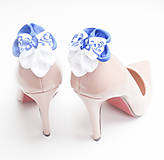 Elegancia a la Chanel - klipy na topánky s mašľou modrý folk