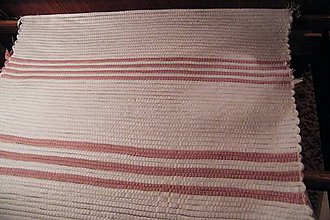 Úžitkový textil - Tkaný koberec biely s ružovými pásikmi - 7984532_