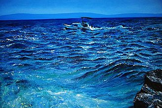 Obrazy - Chorvátske vlny - ručne maľovaný obraz - 7989025_