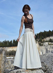 Sukne - Crochet waist skirt - cream - 7988114_
