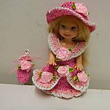 Hračky - Kelly(10cm) háčkované a šité šaty (kvetinkové) - 7984625_