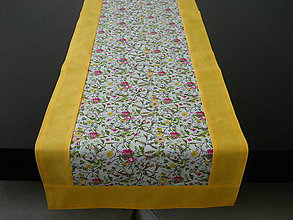 Úžitkový textil - Štóla - Kvietky so žltým lemovaním - 7991450_