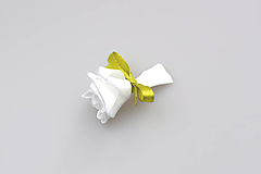 Svadobné pierka - Pierko biele ruža (bielo-zelené) - 7990752_
