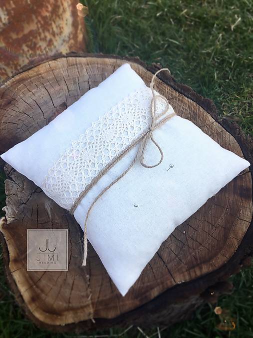 Prstene - Natur svadobný vankúšik - 7994836_