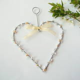 Dekorácie - svadobné srdiečko s perličkami 17cm - 8012220_