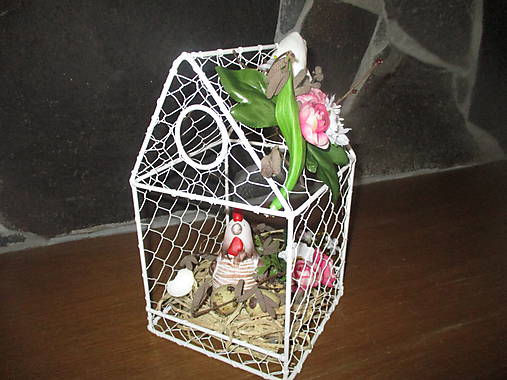 Dekorácie - Sliepka v klietke - 8011661_