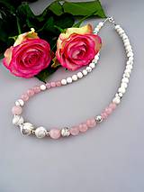 Náhrdelníky - ruženín striebro magnezit náhrdelník - 8010819_